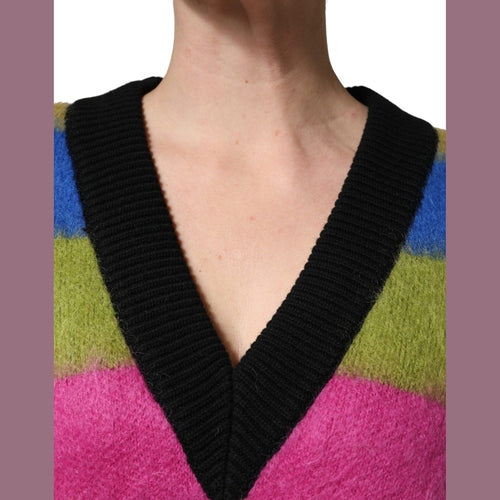 Dolce & Gabbana Multicolor Stripes V-neck Pullover Sweater