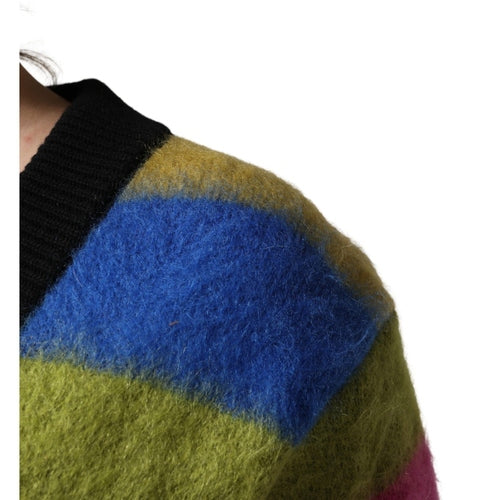 Dolce & Gabbana Multicolor Stripes V-neck Pullover Sweater