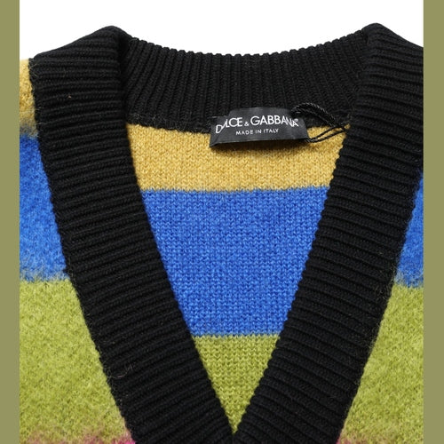 Dolce & Gabbana Multicolor Stripes V-neck Pullover Sweater