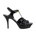 Saint Laurent Black Calf Leather Bos Taurus Stiletto Heel Sandals