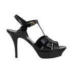 Saint Laurent Black Calf Leather Bos Taurus Stiletto Heel Sandals