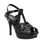 Saint Laurent Black Calf Leather Bos Taurus Stiletto Heel Sandals