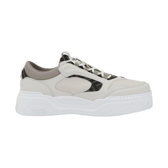 Fendi White Calf Leather Bos Taurus Low Top Sneakers
