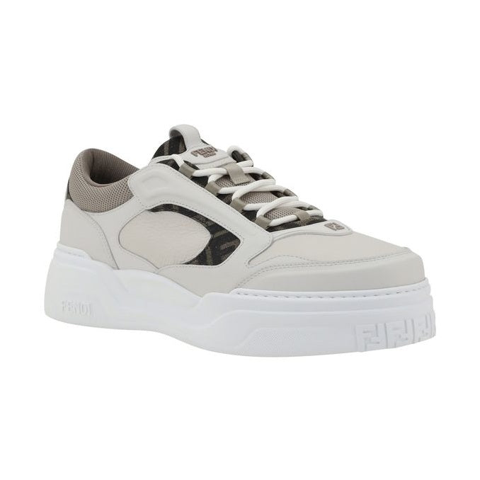 Fendi White Calf Leather Bos Taurus Low Top Sneakers