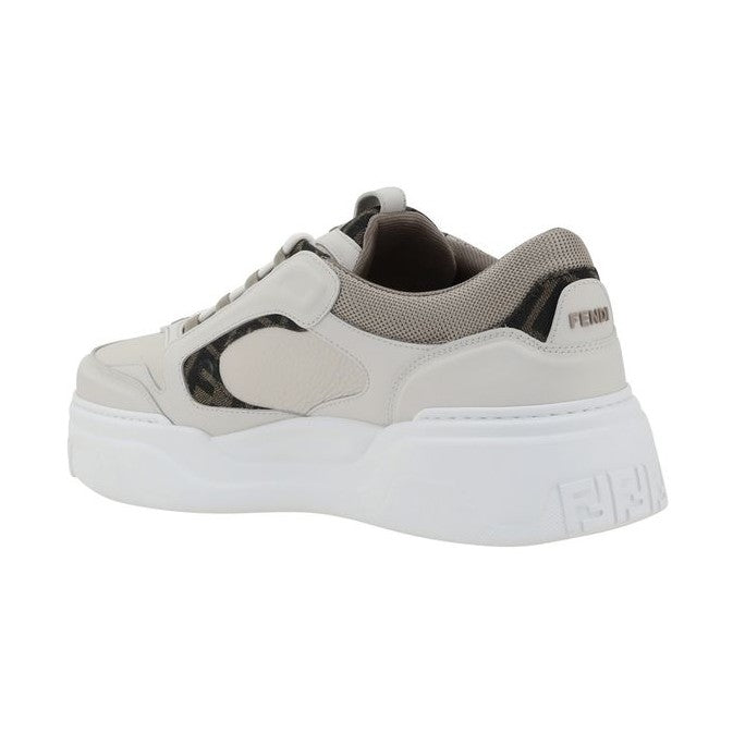 Fendi White Calf Leather Bos Taurus Low Top Sneakers