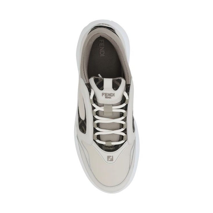 Fendi White Calf Leather Bos Taurus Low Top Sneakers