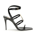 Saint Laurent Black Calf Leather Bos Taurus Stiletto Heel Sandals