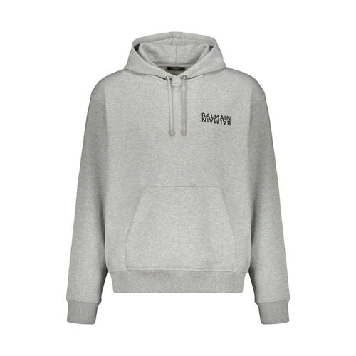 Balmain Gray Cotton Hoodie