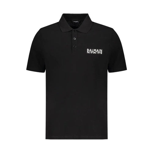 Balmain Black Cotton Polo Shirt