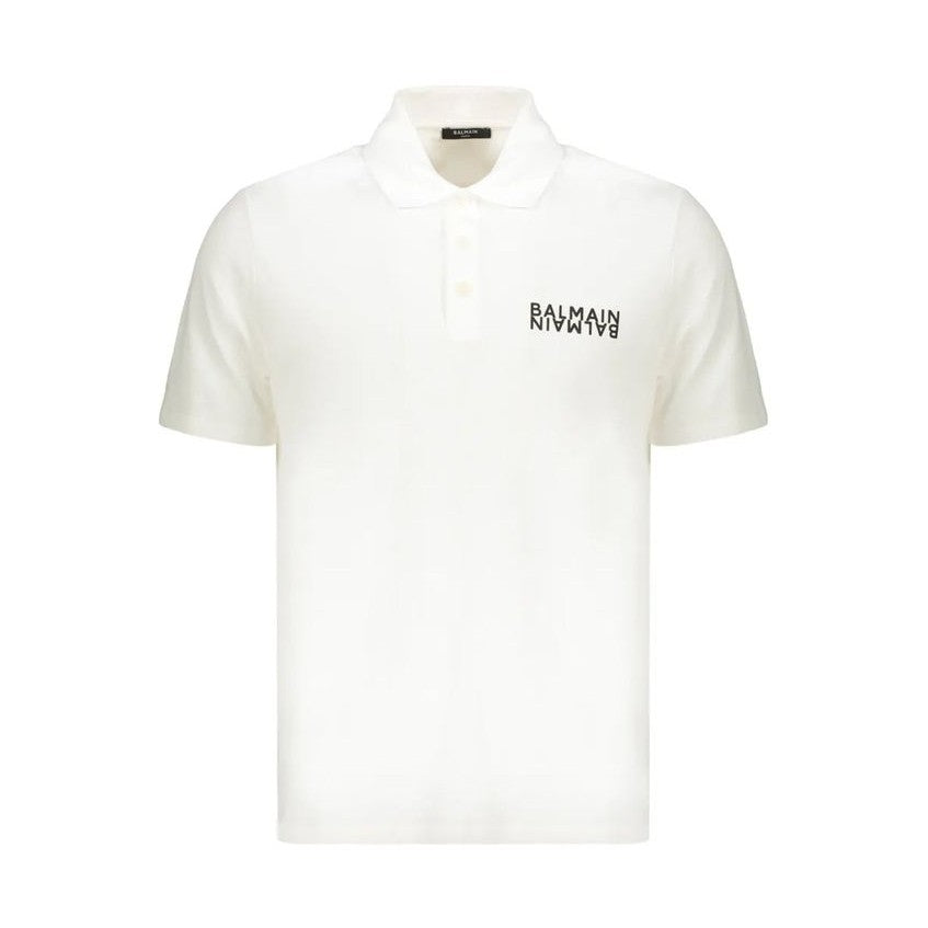 Balmain White Cotton Polo Shirt