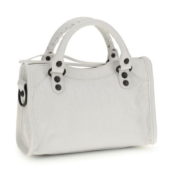 Balenciaga White Calf Leather Bos Taurus Handbag