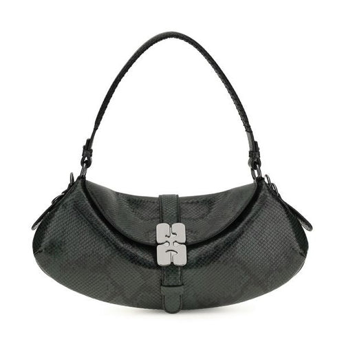 Ganni Blue Recycled Leather Shoulder Bag