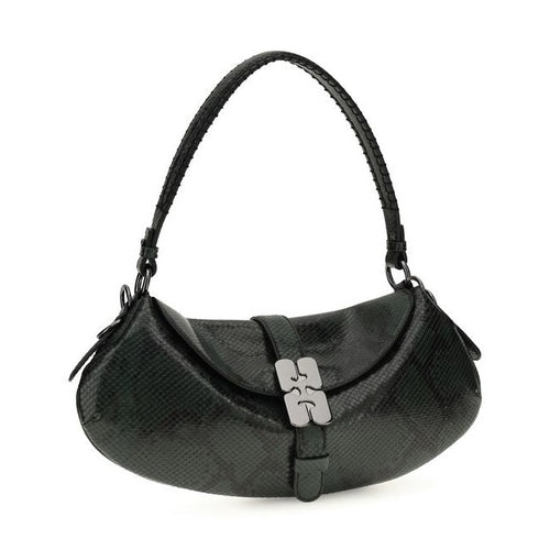 Ganni Blue Recycled Leather Shoulder Bag