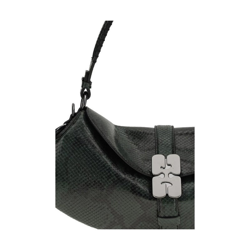 Ganni Blue Recycled Leather Shoulder Bag