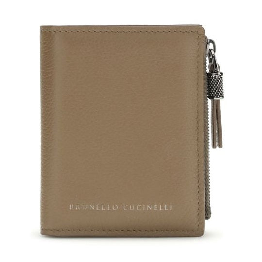 Brunello Cucinelli Beige Calf Leather Bos Taurus Wallet