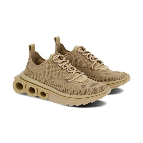 Beige Fabric Athletic Sneakers