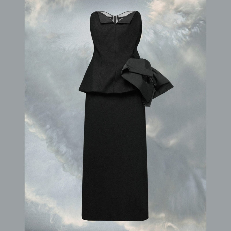 Maison Margiela Black Fibres Midi Dress