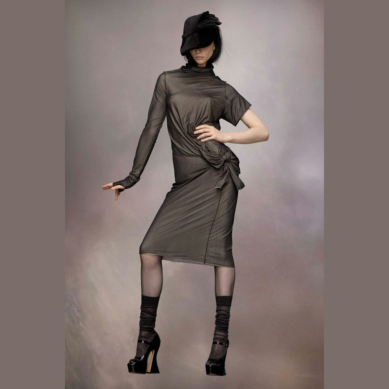 Maison Margiela Bicolor Fibres Midi Dress