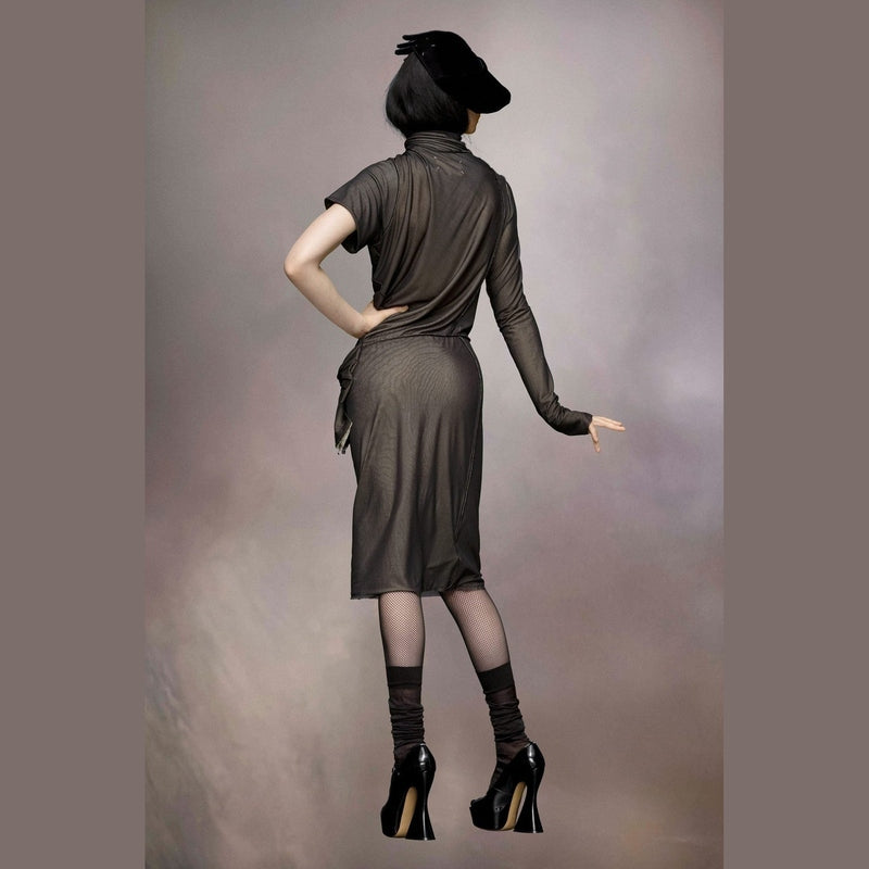 Maison Margiela Bicolor Fibres Midi Dress