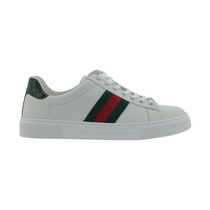 Gucci White Calf Leather Bos Taurus Low Top Sneakers