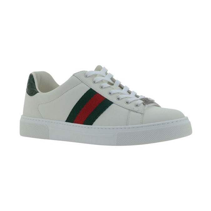 Gucci White Calf Leather Bos Taurus Low Top Sneakers