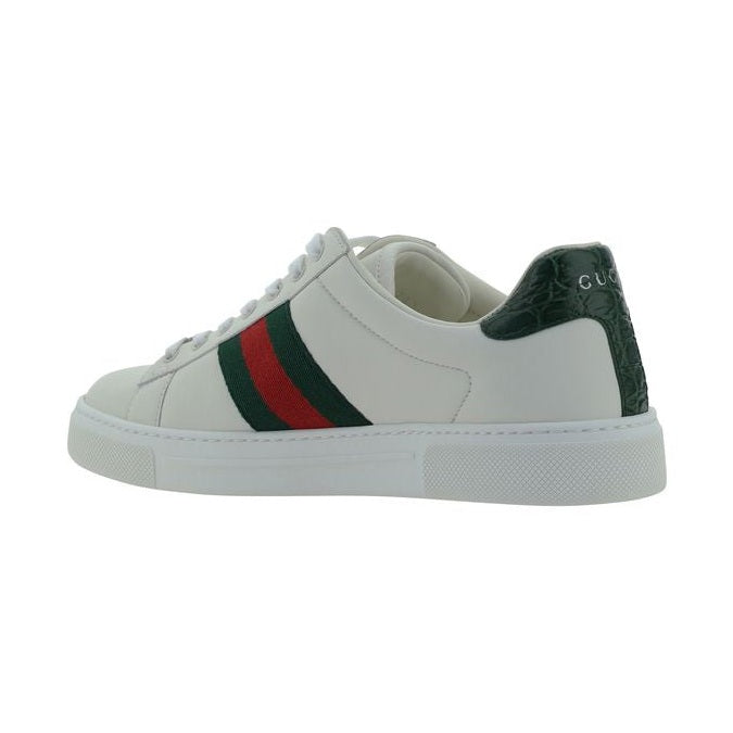 Gucci White Calf Leather Bos Taurus Low Top Sneakers
