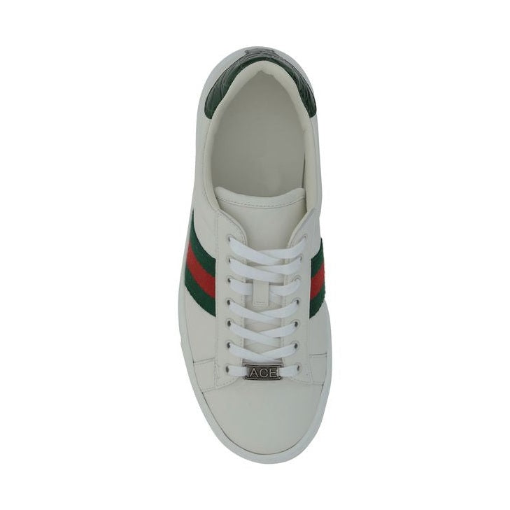 Gucci White Calf Leather Bos Taurus Low Top Sneakers