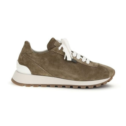 Brunello Cucinelli Brown Calf Leather Bos Taurus Platform Sneakers
