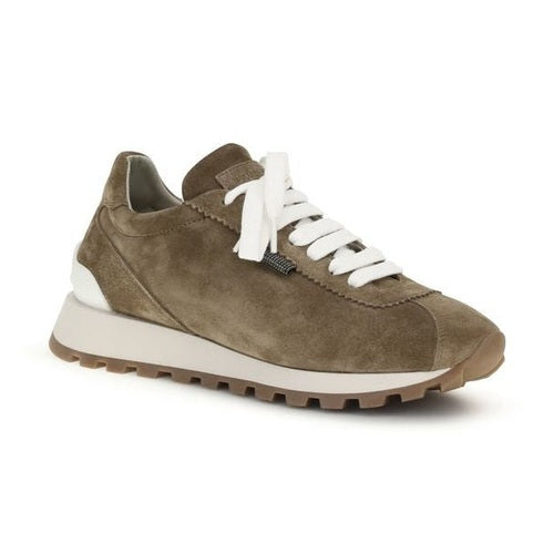 Brunello Cucinelli Brown Calf Leather Bos Taurus Platform Sneakers