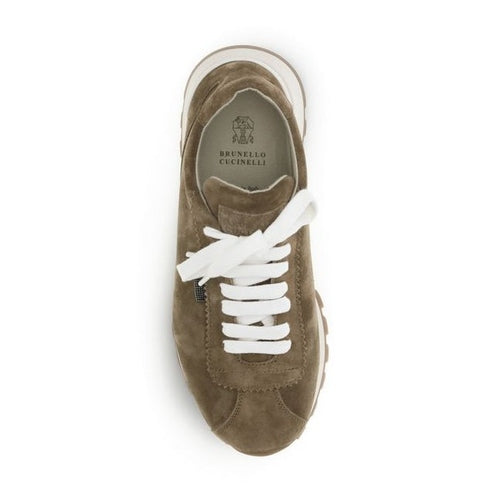 Brunello Cucinelli Brown Calf Leather Bos Taurus Platform Sneakers