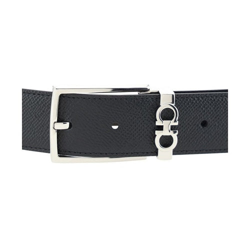 Ferragamo Black Calf Leather Bos Taurus Belt