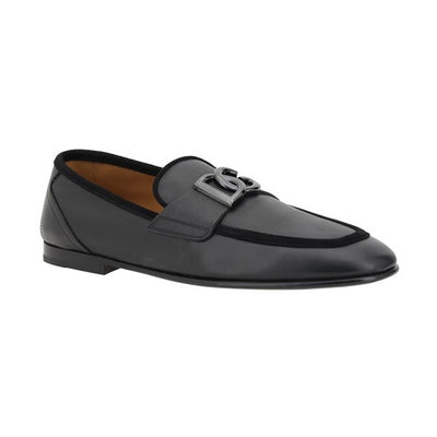 Dolce & Gabbana Black Calf Leather Bos Taurus Slip-On Loafers