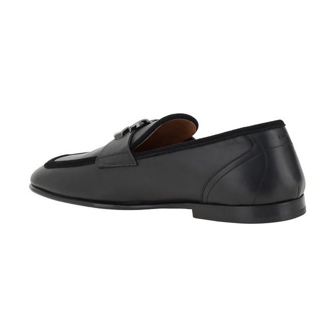 Dolce & Gabbana Black Calf Leather Bos Taurus Slip-On Loafers