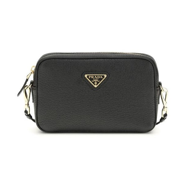 Prada Black Calf Leather Bos Taurus Shoulder Bag