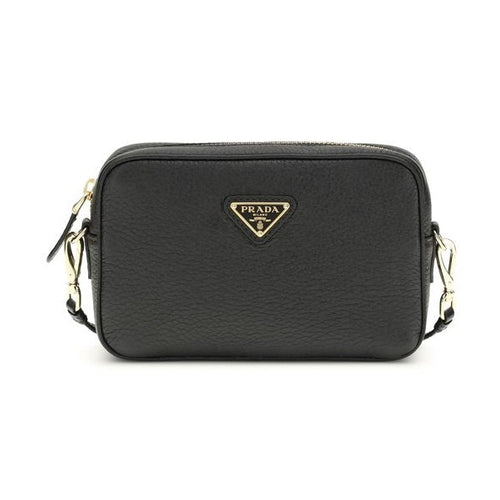 Prada Black Calf Leather Bos Taurus Shoulder Bag