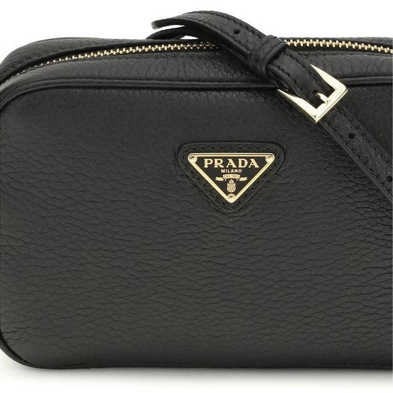 Prada Black Calf Leather Bos Taurus Shoulder Bag