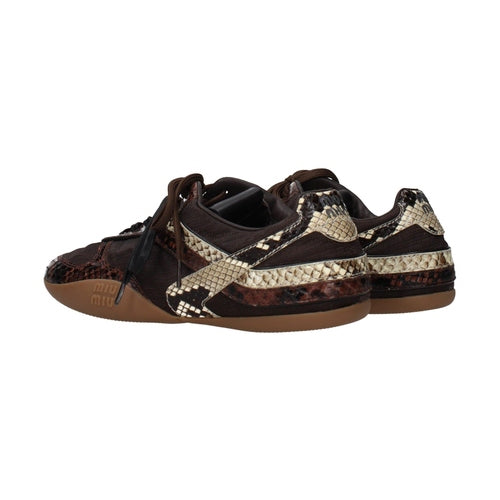 Miu Miu Brown Fabric Low Top Sneakers