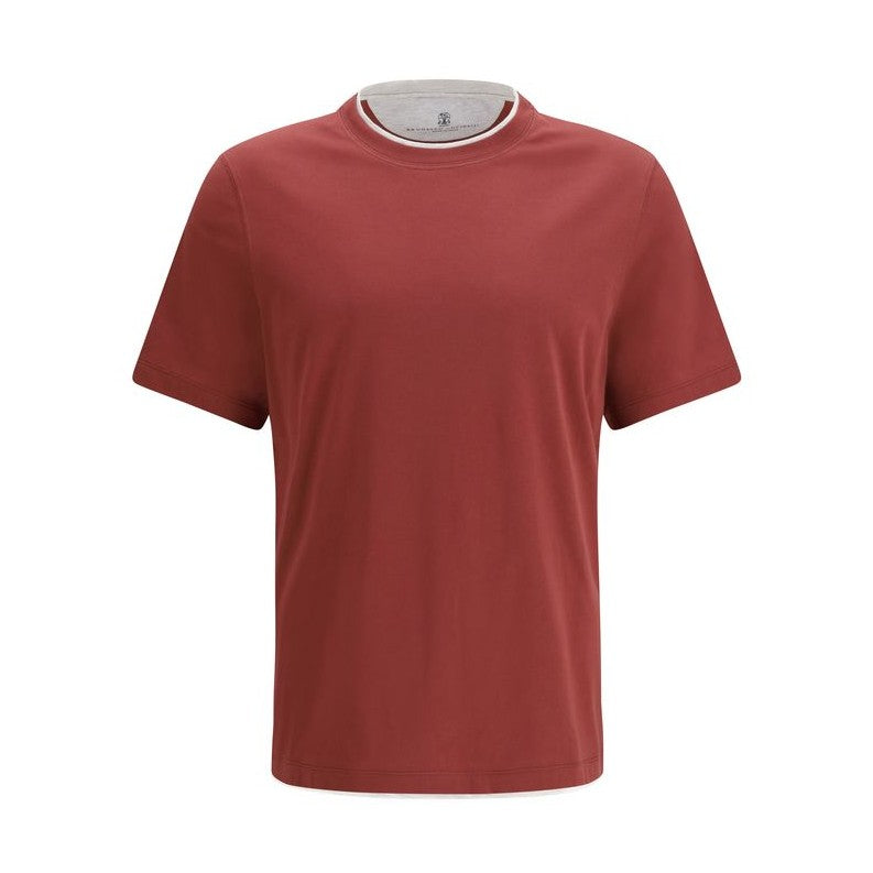 Brunello Cucinelli Bordeaux Cotton T-Shirt