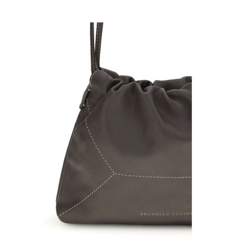 Brunello Cucinelli Brown Calf Leather Bos Taurus Shoulder Bag