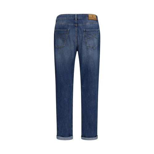 Brunello Cucinelli Blue Cotton Straight-Leg Jeans