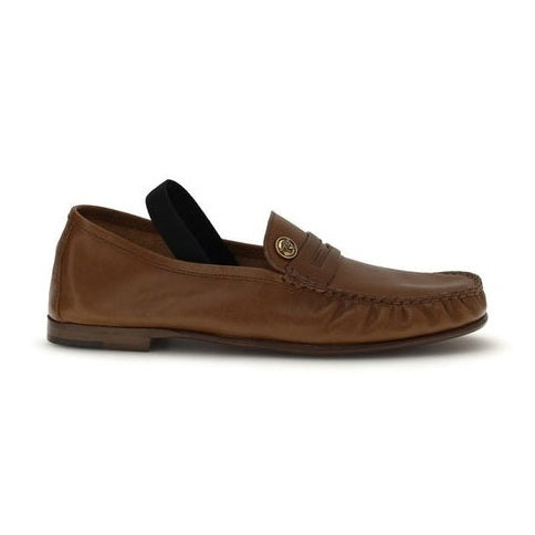 Versace Brown Lamb Ovis Aries Aries Slip-On Loafers
