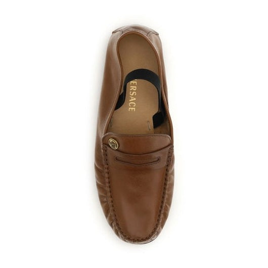 Versace Brown Lamb Ovis Aries Aries Slip-On Loafers