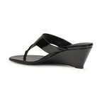 Prada Black Calf Leather Bos Taurus Wedge Sandals