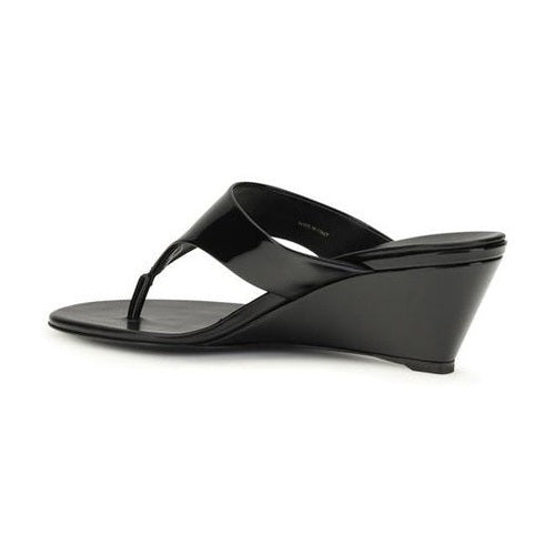 Prada Black Calf Leather Bos Taurus Wedge Sandals