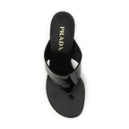 Prada Black Calf Leather Bos Taurus Wedge Sandals