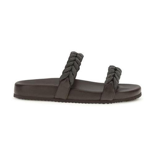 Brunello Cucinelli Brown Calf Leather Bos Taurus Flat Sandals