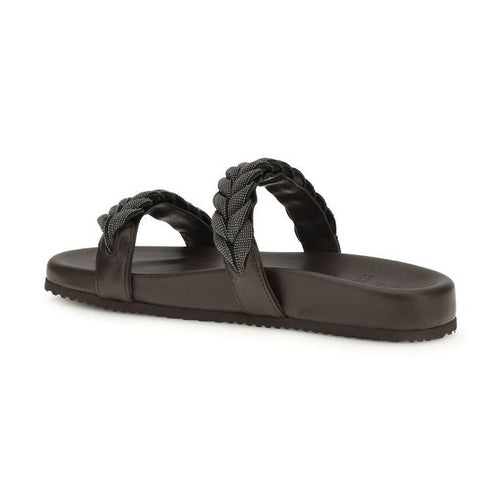 Brunello Cucinelli Brown Calf Leather Bos Taurus Flat Sandals