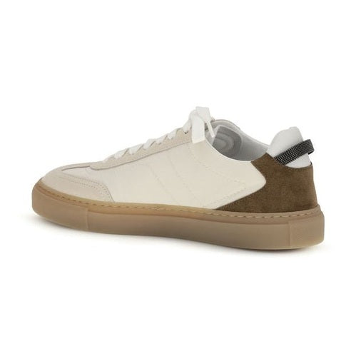 Brunello Cucinelli Beige Calf Leather Bos Taurus Low Top Sneakers