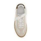 Brunello Cucinelli Beige Calf Leather Bos Taurus Low Top Sneakers