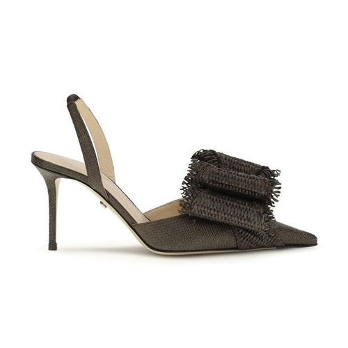 MACH & MACH Brown Raffia Platform Pumps